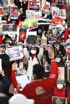 Protest in Japan against military coup in Myanmar