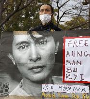 Protest in Japan against military coup in Myanmar