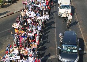 Protest against military coup in Myanmar