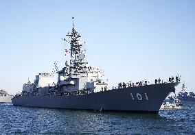 MSDF destroyer returns to Japan from Middle East