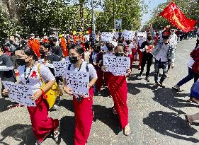 Protest against military coup in Myanmar