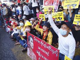 Protest against military coup in Myanmar