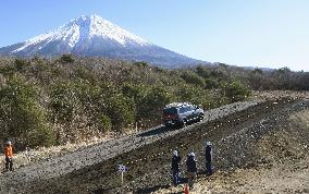 Vehicle test run for volcanic eruption