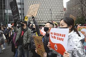 Protest against hate crimes targeting Asian Americans