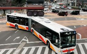 Bi-articulated bus in western Japan