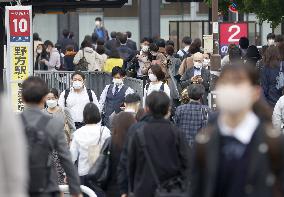 Commuters in Tokyo after Golden Week holiday period