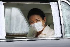 Japanese Empress Masako arrives for imperial sericulture