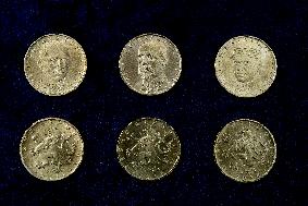 20-crown coins with portraits of Tomas Garrigue Masaryk, Edvard Benes, Milan Rastislav Stefanik, coin