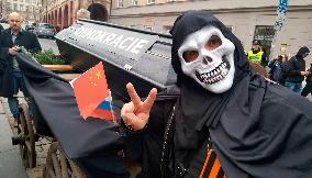 march for democracy in the form of a mourning procession in Prague