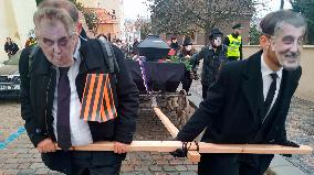 march for democracy in the form of a mourning procession in Prague