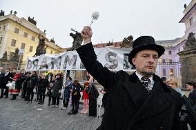 march for democracy in the form of a mourning procession in Prague