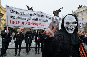 march for democracy in the form of a mourning procession in Prague