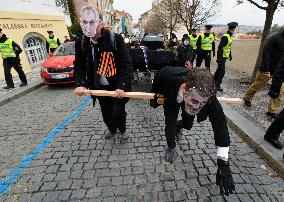 march for democracy in the form of a mourning procession in Prague