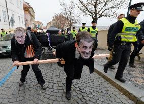 march for democracy in the form of a mourning procession in Prague