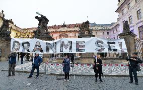 march for democracy in the form of a mourning procession in Prague