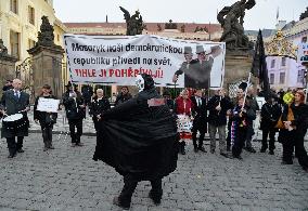 march for democracy in the form of a mourning procession in Prague