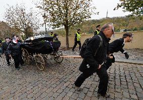 march for democracy in the form of a mourning procession in Prague