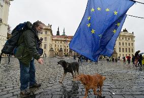 Roma Pride 2018 in Prague, EU flag, dog, dogs