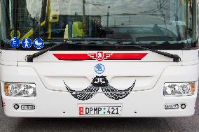 Movember trolley bus, mustache