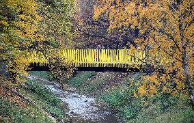 Makukh's footbridge across Ukrajinska street Prague