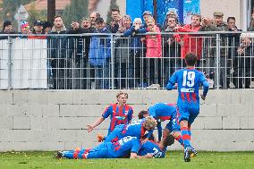 soccer players of Viktoria Plzen U-19 celebrate a goal