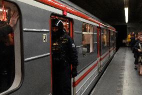 Fans of FC Copenhagen, police, metro station Mustek