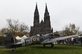 Czech Army shows its equipment and armament within Veterans Day, Supermarine Spitfire Mk. IXc, airplane, fighter, model, replica