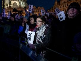 protest against PM Andrej Babis, march