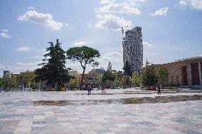 Tirana, Skanderbeg Square, Archaea Tower construction site, building