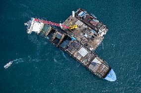 Cargo ship accident on the coast of Taiwan.