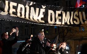 protest against PM Andrej Babis, Miroslav Kalousek