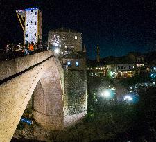 historical Stari Most, an arch Old Bridge