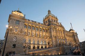 the reconstructed National Museum historical main building in Prague