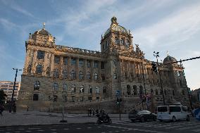 the reconstructed National Museum historical main building in Prague