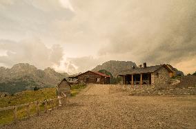 Thethi National Park, Prokletije Mountains, Red sky at morning, clouds, sky prior to thunderstorm