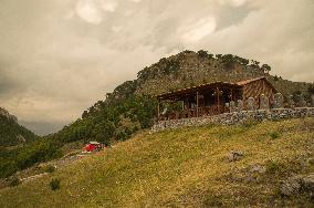 Thethi National Park, Prokletije Mountains, Red sky at morning, clouds, sky prior to thunderstorm