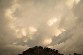 Thethi National Park, Prokletije Mountains, Red sky at morning, clouds, sky prior to thunderstorm