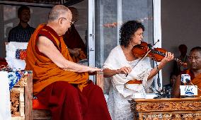 His Holiness the 14th Dalai Lama, Czech singer Iva Bittova,  Ladakh, Kashmir, India