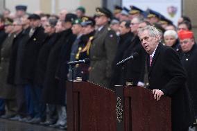 Milos Zeman, Prague Castle, ceremonial event marking 100 years of Castle Guard