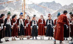 Ladakhi women, traditional dress, Ladakh, Kashmir, India