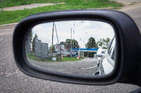 Dubosevica/Udvar border crossing, Croatia - Hungary, HR-HUN, rear-view mirror (rearview mirror)