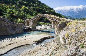 Hotova National Park, Benje thermal baths, Lengarica River Canyon, typical Ottoman Katiu Bridge