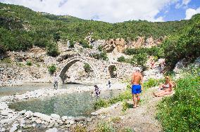 Hotova National Park, Benje thermal baths, Lengarica River Canyon, typical Ottoman Katiu Bridge