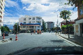 Korce (Korca) town, roadworks