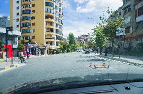 Korce (Korca) town, roadworks