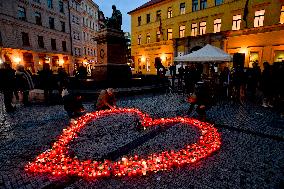 Candles for Vaclav Havel, heart, piety