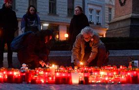 Candles for Vaclav Havel, heart, piety