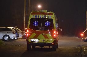 methane explosion in the Dul CSM coal mine, rescue work, ambulance