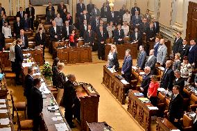 Czech MPs hold the minute of silence to honour of 13 victims of the explosion of methane in the Dul CSM coal mine