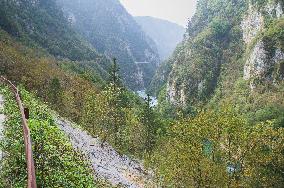 Bridge over the Piva River canyon